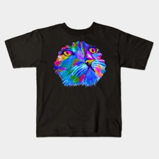 Neon Cat (shirt back) Kids T-Shirt